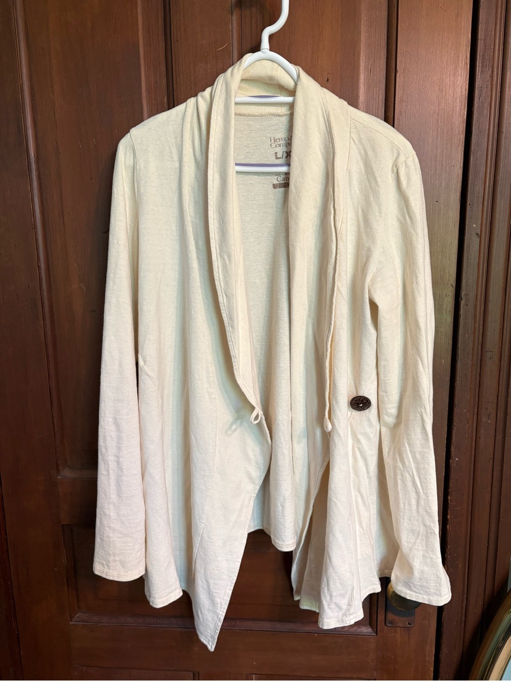 Hemp & Company yellow-cream Shawl Collar, light jacket/cardigan - size L/XL